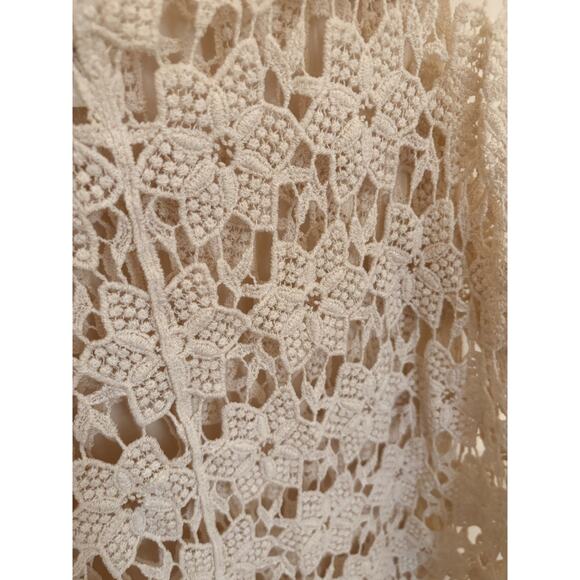 Charming Charlie Ivory Open Knit Crochet Sleeveless Tank Top Large - Picture 3 of 4